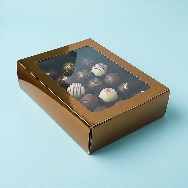 Caixa Gaveta com Visor Nº3 (12cm x 16cm x 4cm) Bronze - 10 unidades - Assk - Rizzo