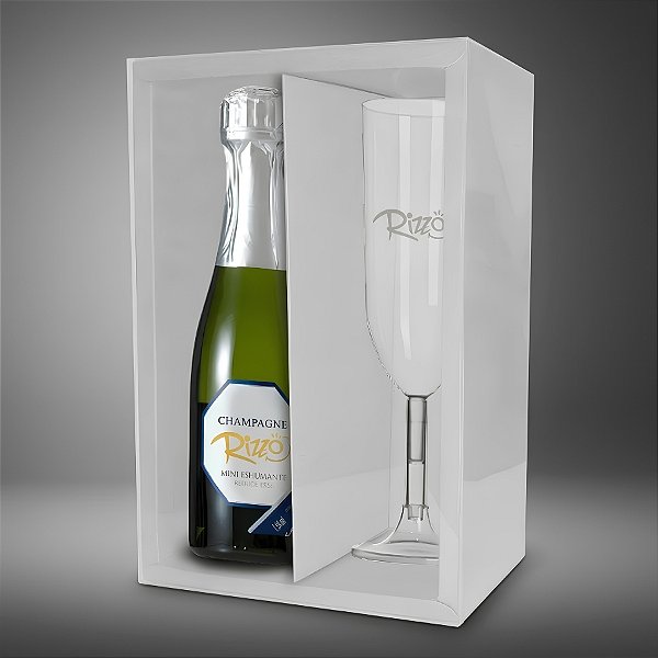 Caixa Mini Champanhe e Taça (20,5cm x 13cm x 6cm) Branca 5 unidades Assk