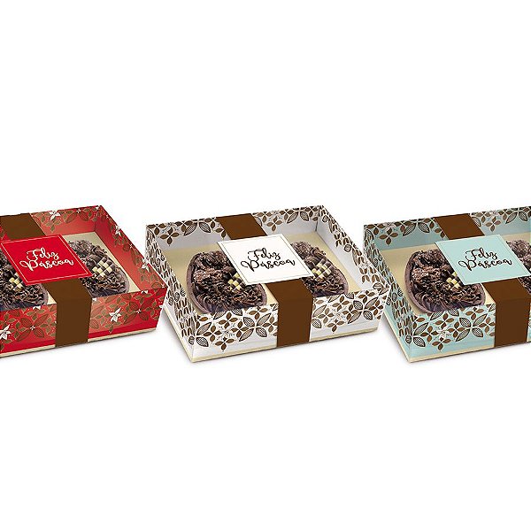 Caixa Dois Meio Ovo de Colher 50g New Practice Chocolate Sortido - 6 unidades - 14,5cmx11cmx4cm - Cromus Páscoa - Rizzo Confeitaria