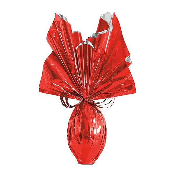 Folha para Ovos de Páscoa Metalizado Vermelho 69x89cm - 5 unidades - Cromus Páscoa - Rizzo Embalagens