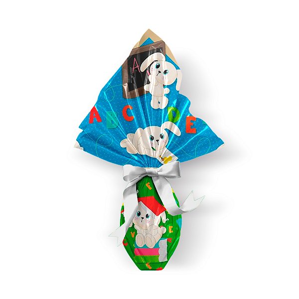 Saco Express para Ovos de 100g a 150g - 24cm x 24cm - ABC Azul - 05 unidades - Cromus Páscoa - Rizzo Confeitaria