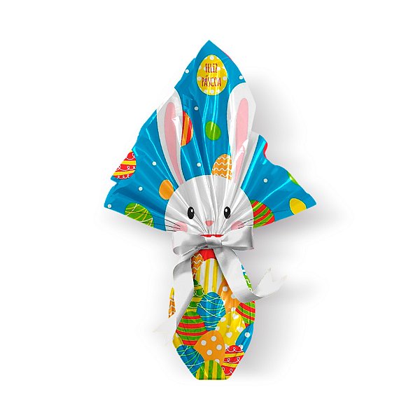 Saco Express para Ovos de 350g a 500g - 39cm x 39cm - Chuva de Ovos Azul - 05 unidades - Cromus Páscoa - Rizzo Confeitaria