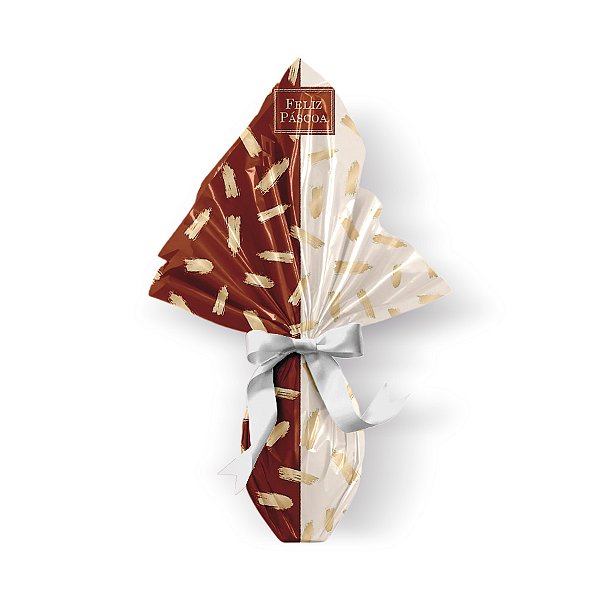Saco Express para Ovos de 750g a 1Kg - 49cm x 49cm - Pinceladas Marrom Marfim - 05 unidades - Cromus Páscoa - Rizzo Confeitaria