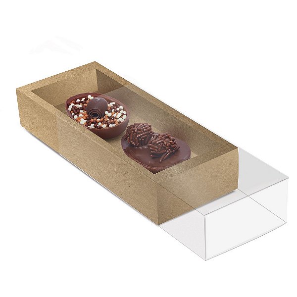 Caixa Luva para Dois Meio Ovos 50g Páscoa Kraft - 10 unidades - 18,5x7,5x3,5cm - Cromus Profissional - Rizzo Embalagens