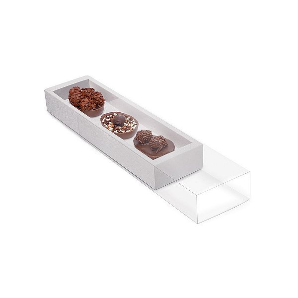 Caixa Luva para Três Meio Ovos Páscoa Branco - 10 unidades - 26,5x7,5x3,5cm - Cromus Profissional - Rizzo Embalagens