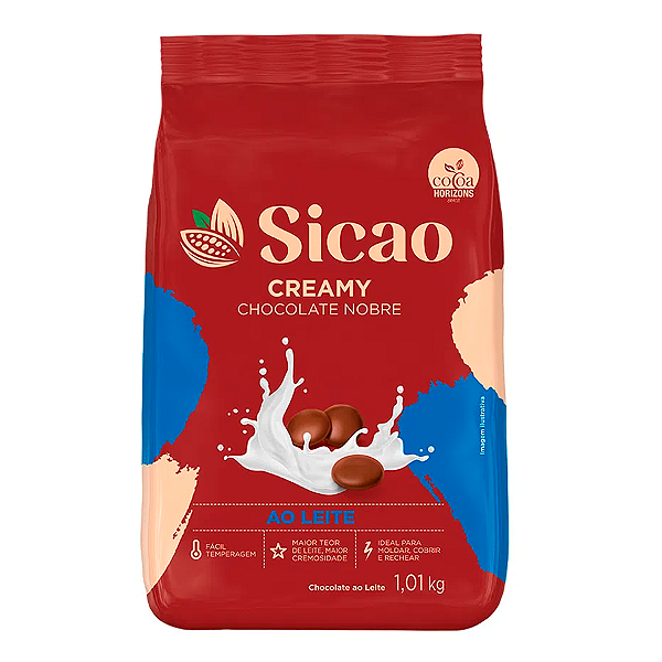 Chocolate Nobre Ao Leite Creamy - Gotas - 1,01 kg  - 1 unidade - Sicao - Rizzo