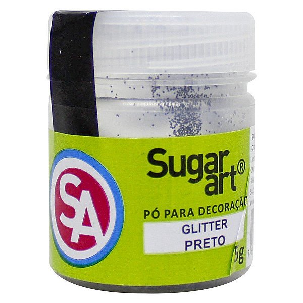 Pó para Decoração Glitter Preto 5g Sugar Art  Confeitaria