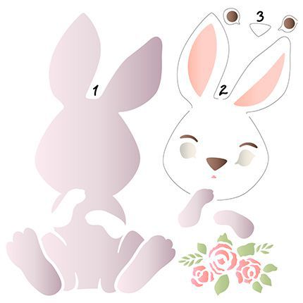 Stencil Silhueta Coelho com Flores ST-X394 – Litoarte Rizzo Confeitaria