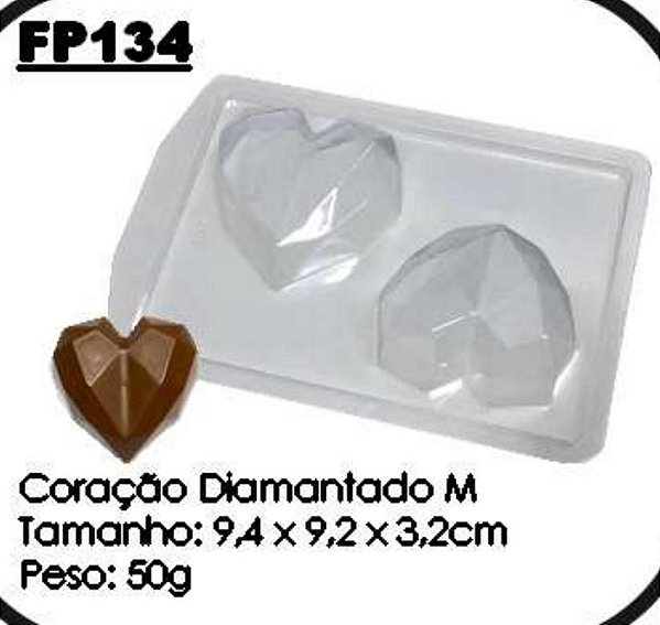 Forma Prática  Coração Diamantado 200gr Mod. FP 134  Crystal Rizzo Confeitaria