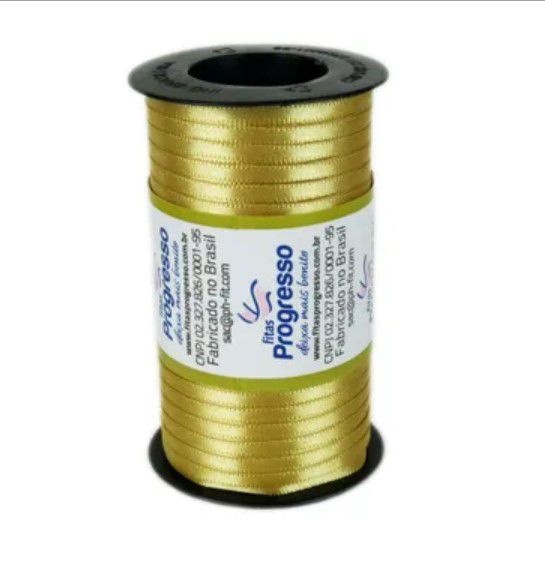 Fita de Cetim Carretel Progresso 4mm nº00 - 100m Cor 228 Ouro - 01 unidade