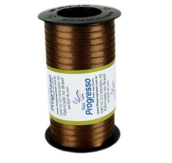 Fita de Cetim Carretel Progresso 4mm nº00 - 100m Cor 391 Marrom - 01 unidade