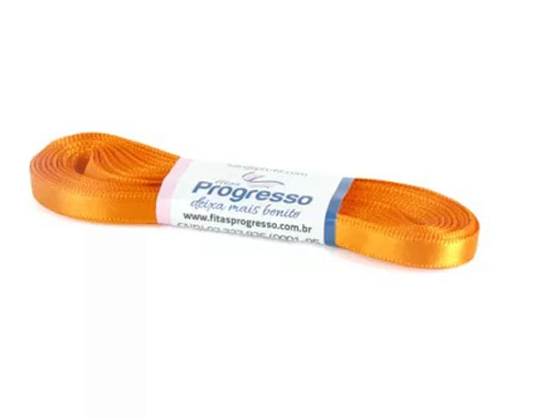 Fita de Cetim Progresso 7mm nº1 - 10m Cor 066 Laranja - 01 unidade