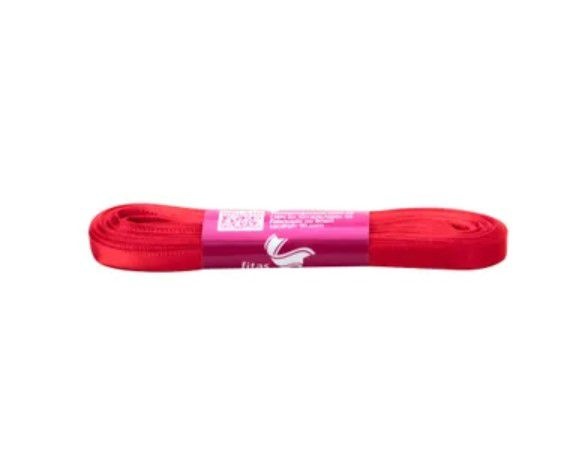 Fita de Cetim Progresso 7mm nº1 - 10m Cor 1354 Vermelho Tomate - 01 unidade