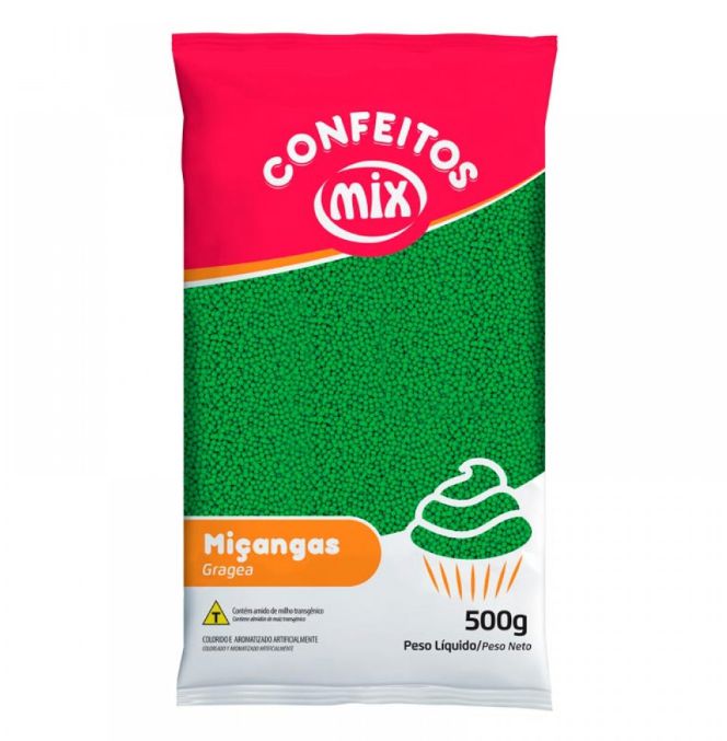 Confeito Miçanga - Verde - 500g - Mix