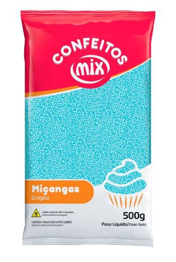 Confeito Miçanga - Azul - 500g - Mix