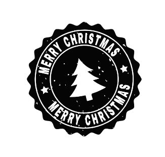 Carimbo Artesanal Merry Christmas Preto e Branco - G - 6,0x6,0cm - Cod.RI-049- Rizzo Confeitaria