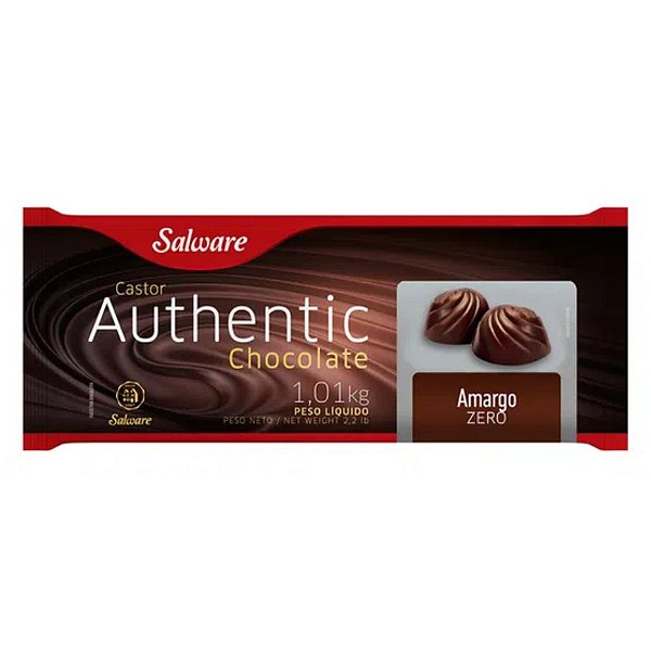 Chocolate Authentic Zero Açúcar Amargo 1,01KG - Salware