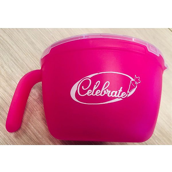 Panelinha Tigela Derretedeira - Multiuso - C/ Tampa - Rosa - 1,5L - 1 UN - Celebrate - Rizzo