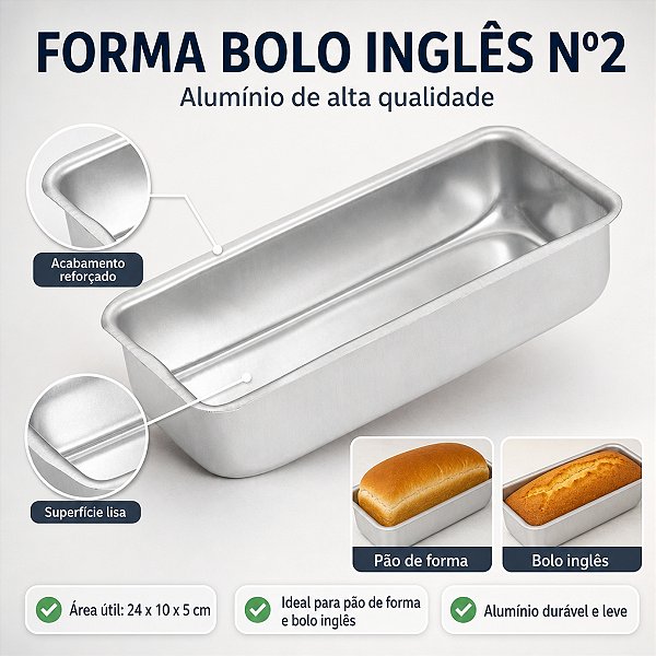 Forma para Bolo Inglês N° 2 de Alumínio - 1 unidade - GoldPan Formas - Rizzo Embalagens