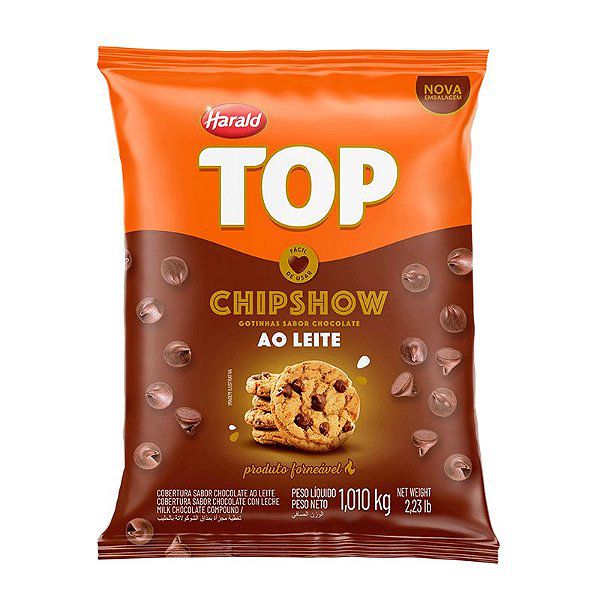 Chocolate em Gotas Forneável Chipshow ao Leite - Top - 1,010kg - 01 uni - Harald - Rizzo