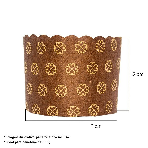 Forma Panetone 100 g - Decorada Marrom - 100 unidades - Rizzo