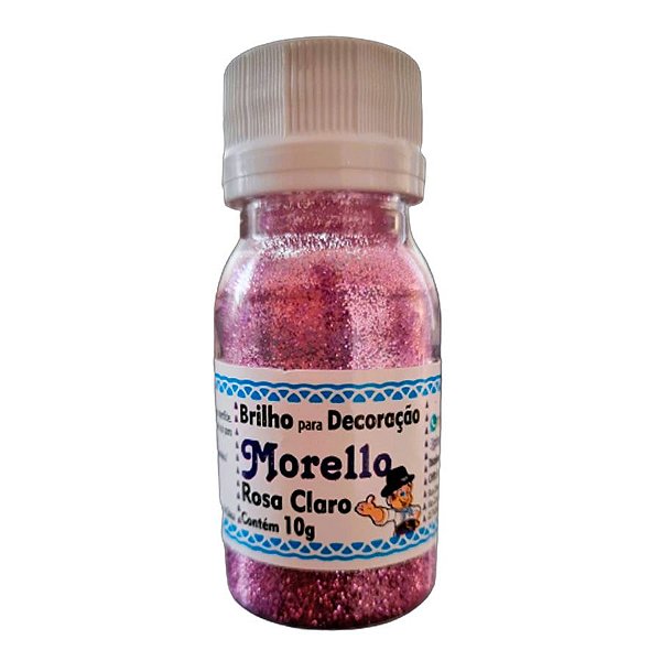 Pó para Decoração - Brilho Rosa Claro - Morello - 10g - Rizzo Confeitaria