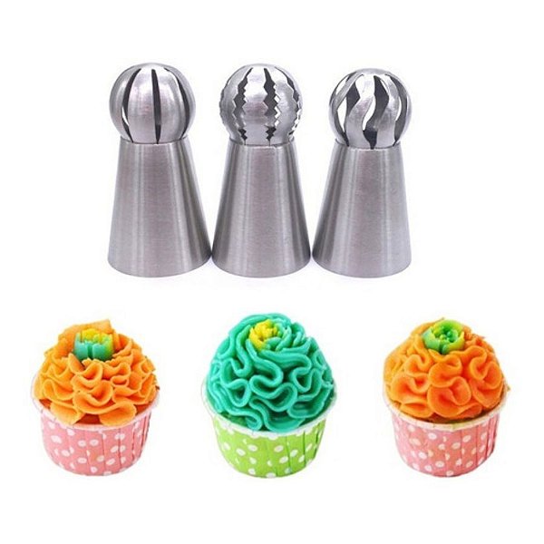 Jogo Com 6 Bicos Para Confeitar Bolos E Cupcakes + Adaptador