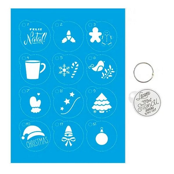 Kit Mini Stencil Natal Diversos - STMIN-001 - LitoArte Rizzo Confeitaria