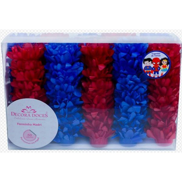Forminha para Doces Finos - Madri Azul e Vermelho - 50 unidades - Decora Doces - Rizzo Festas