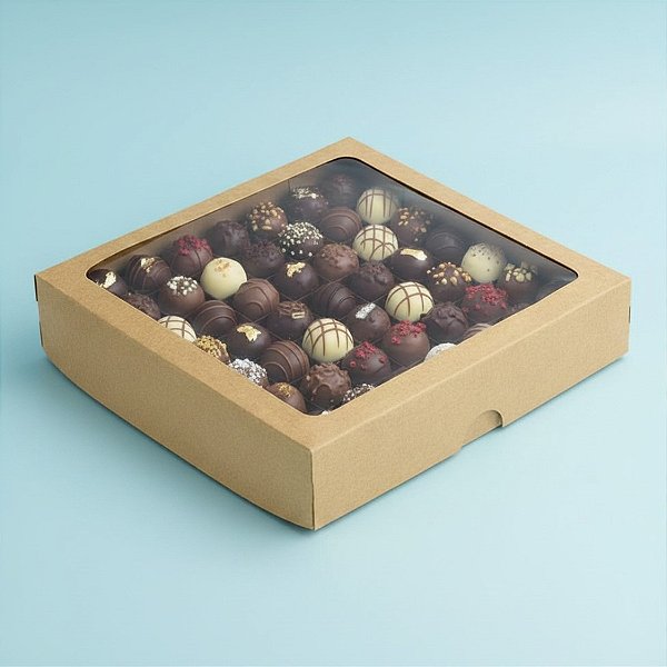 Caixa 25 Doces com Visor S8 (19cm x 19cm x 4cm) Kraft - 10 unidades - Assk - Rizzo
