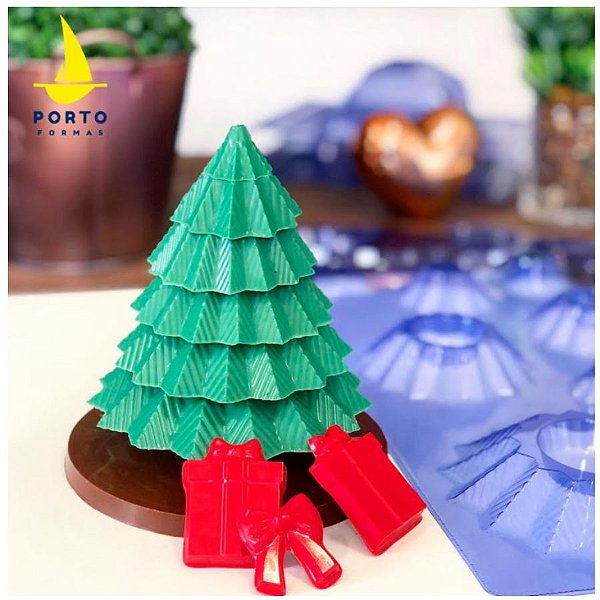 Forma de Acetato Árvore Natal 3D - Porto Formas - Ref 859 - Rizzo Confeitaria