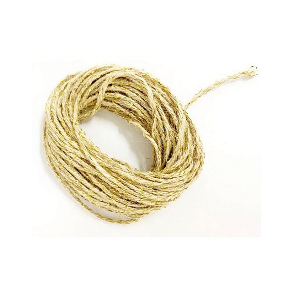 Cordão de Juta com fio dourado  - 10 metros - EcoArt Embalagens