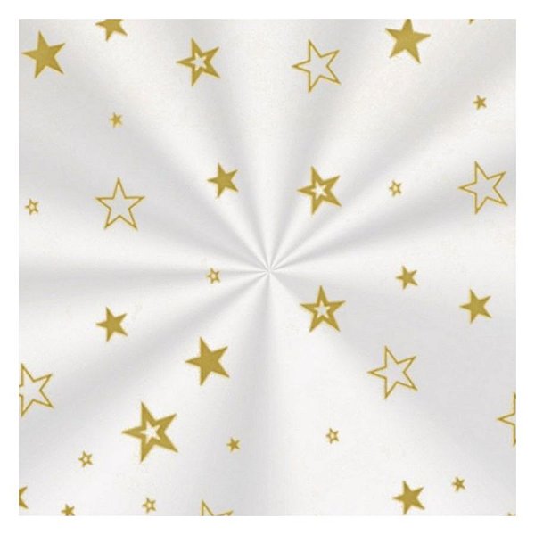 Saco Transparente Decorado - 15x22cm - Estrela Ouro - 100 unidades - Cromus - Rizzo Embalagens