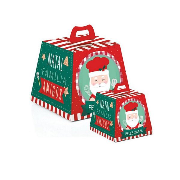 Caixa para Panetone Noel Chef - 10 unidades - Cromus Natal - Rizzo Confeitaria