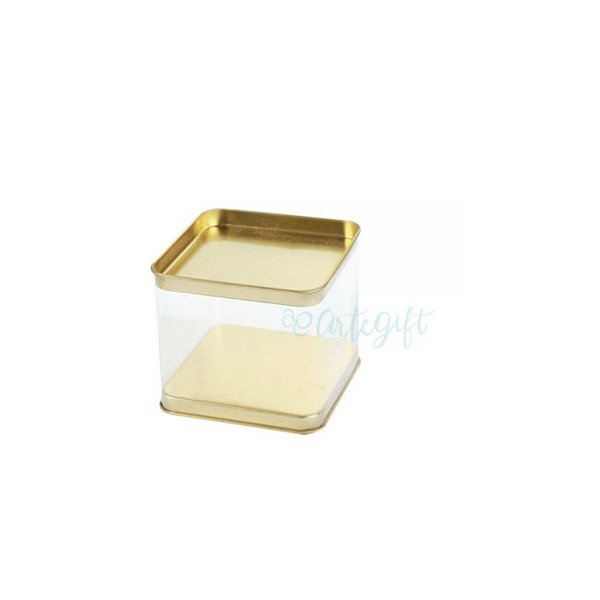 Lata Quadrada Transparente Ouro 6un - 8,2x7,2cm - ArteGift - Rizzo