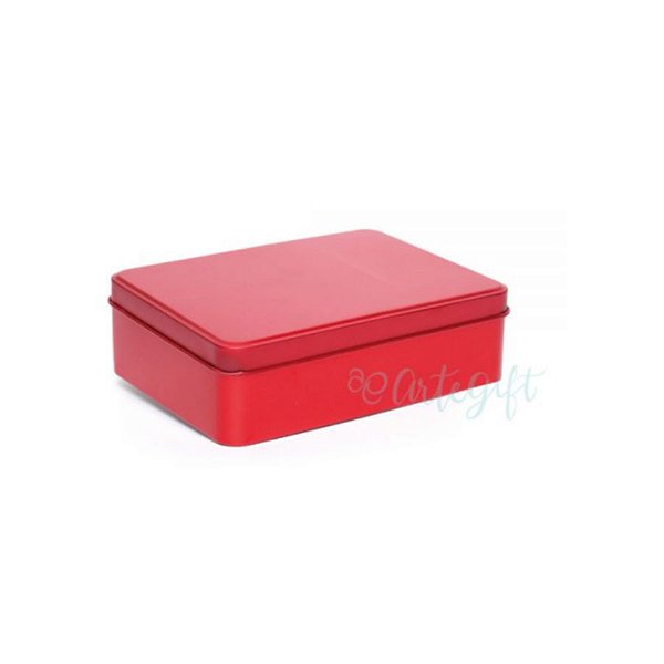 Lata Retangular para Lembrancinha Vermelha - 12 x 9 x 4cm - 6un - Artegift - Rizzo