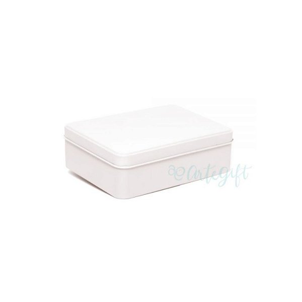 Lata Retangular para Lembrancinha Branca - 12 x 9 x 4cm - 6un - Artegift - Rizzo