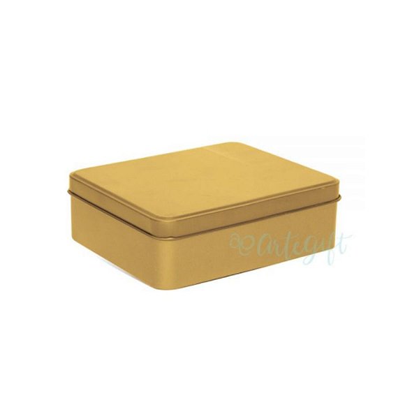 Lata Retangular para Lembrancinha Ouro - 12 x 9 x 4cm - 6un - Artegift - Rizzo