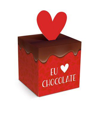 Caixa Pop Up Eu Amo Chocolate P 7x7x7cm - 10 unidades - Cromus Páscoa - Rizzo Confeitaria