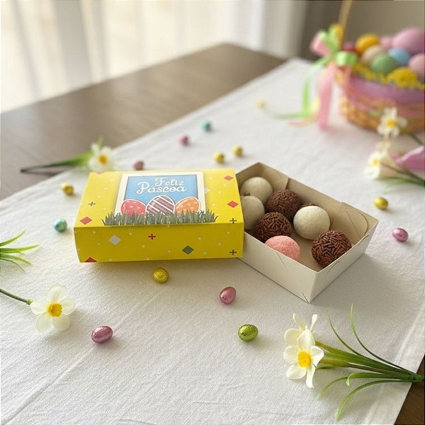 Caixa Divertida Páscoa Ovos no Jardim Ref. 1276 - 6 doces com 10 un. Erika Melkot Rizzo Confeitaria