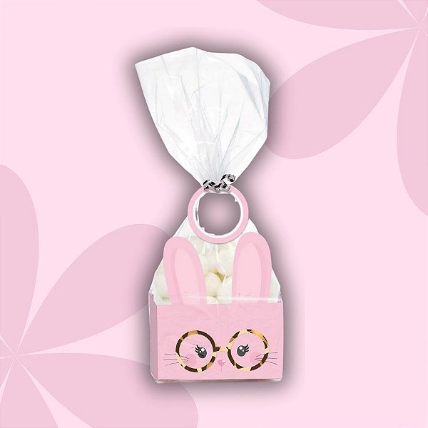 Kit Fundo Retangular Play Rosa - 8,5x5,5x4,5cm - 10 unidades - Cromus Páscoa - Rizzo Embalagens