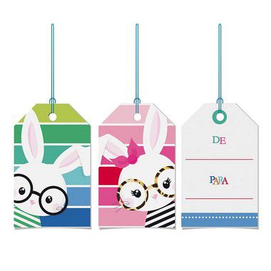 Tags De Para com cordão - Multicolorido - 12 unidades - Cromus Páscoa - Rizzo