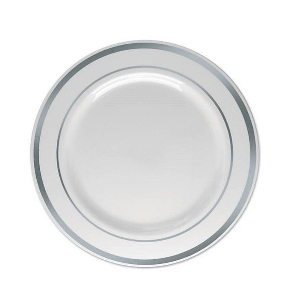 Prato Sobremesa Borda Prata - 6 un - 15 cm - Silver Festas