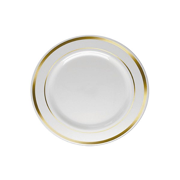 Prato Sobremesa Borda Dourada - 6 un - 15 cm - Silver Festas