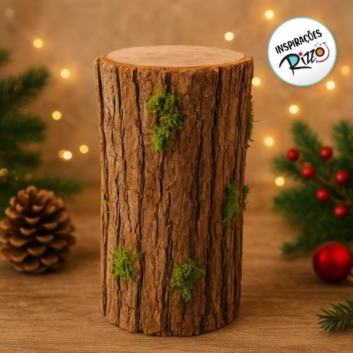 Tronco Decorativo Rústico Musgo G - 10cm x 25cm x 10cm - Cromus Páscoa Rizzo Embalagens