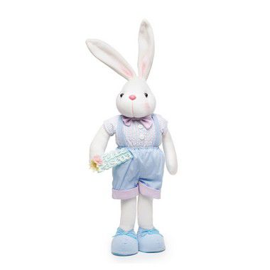 Coelho com Suspensório Feliz Páscoa Azul - 55cm x 20cm x 10cm - 1 unidade - Cromus Páscoa - Rizzo