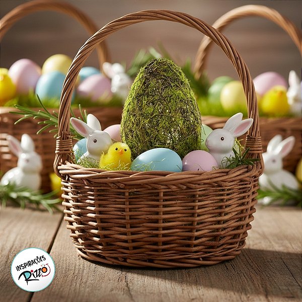 Ovo de Páscoa para Decoração Rústica Galhos e Musgo - P 18cm x 10cm - Cromus Páscoa - Rizzo Embalagens