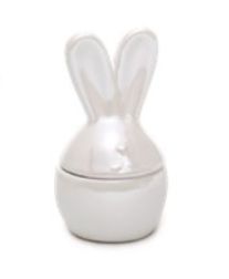 Ovo de Páscoa em Cerâmica com Orelhas Branco  - 10cm x 5cm x 5cm - 1 unidade - Cromus Páscoa