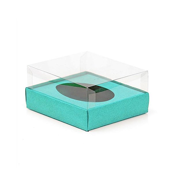 Caixa Ovo de Colher - Meio Ovo de 100g a 150g - 11cm x 12,7cm x 7,5cm - Azul - 5unidades - Assk