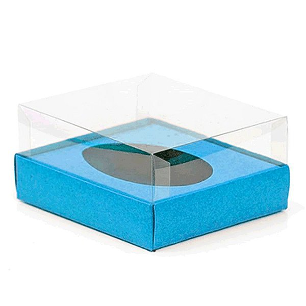 Caixa Ovo de Colher - Meio Ovo de 350g - 20,5cm x 17cm x 6,5cm - Azul - 5unidades - Assk - Páscoa Rizzo